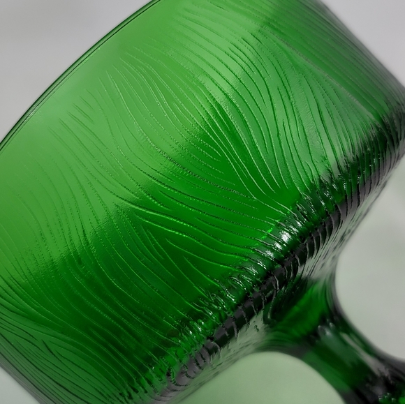 Vtg Hoosier Glass Tree Bark Motif Green Glass Compote - Picture 5 of 15